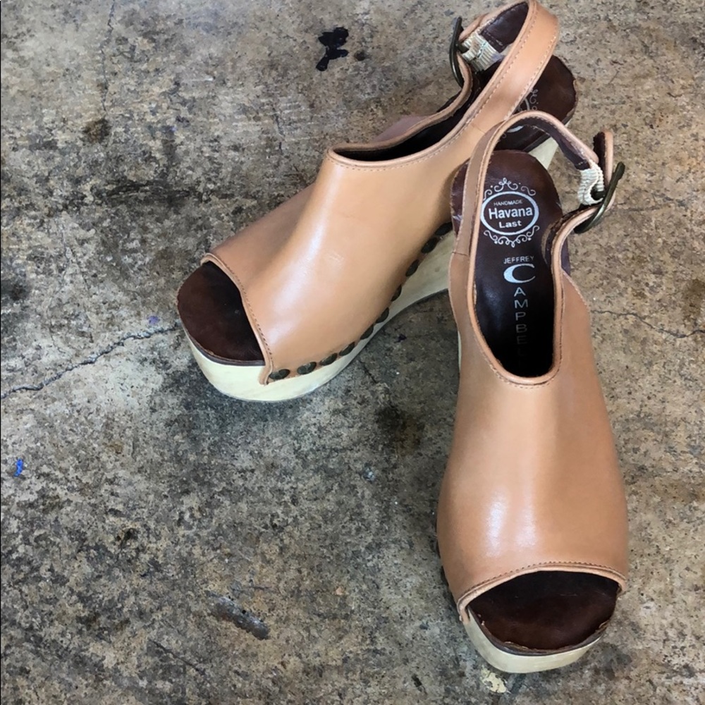 Jeffrey Campbell  Snick-STD, leather, wood sz6